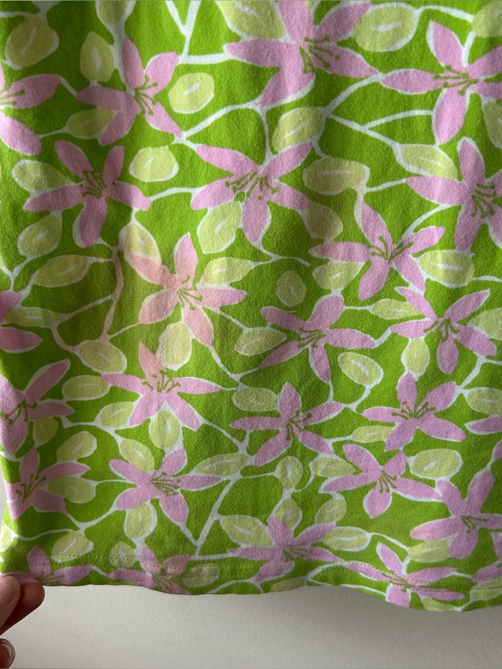 Lilly Pulitzer Vintage Cotton Maxi Skirt Floral Green Pink M - Picture 10 of 11